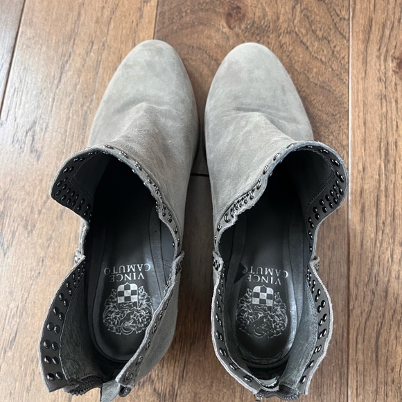 Vince Camuto Gray Suede Ankle Booties with Stud Accents - Picture 4 of 10